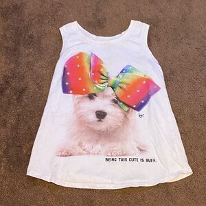 Girls tank top with dog with a bow